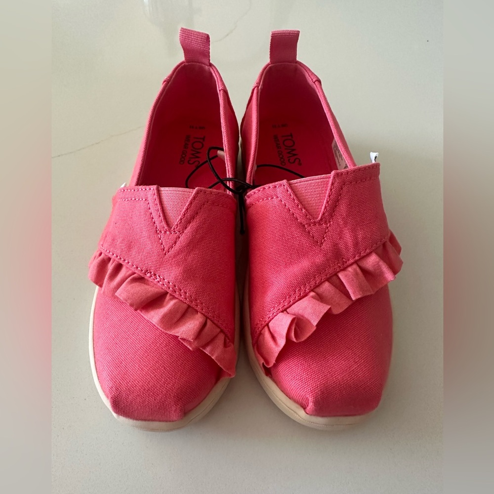 Toms Alpargata Kids Pink Ruffle Slip-On NWOT